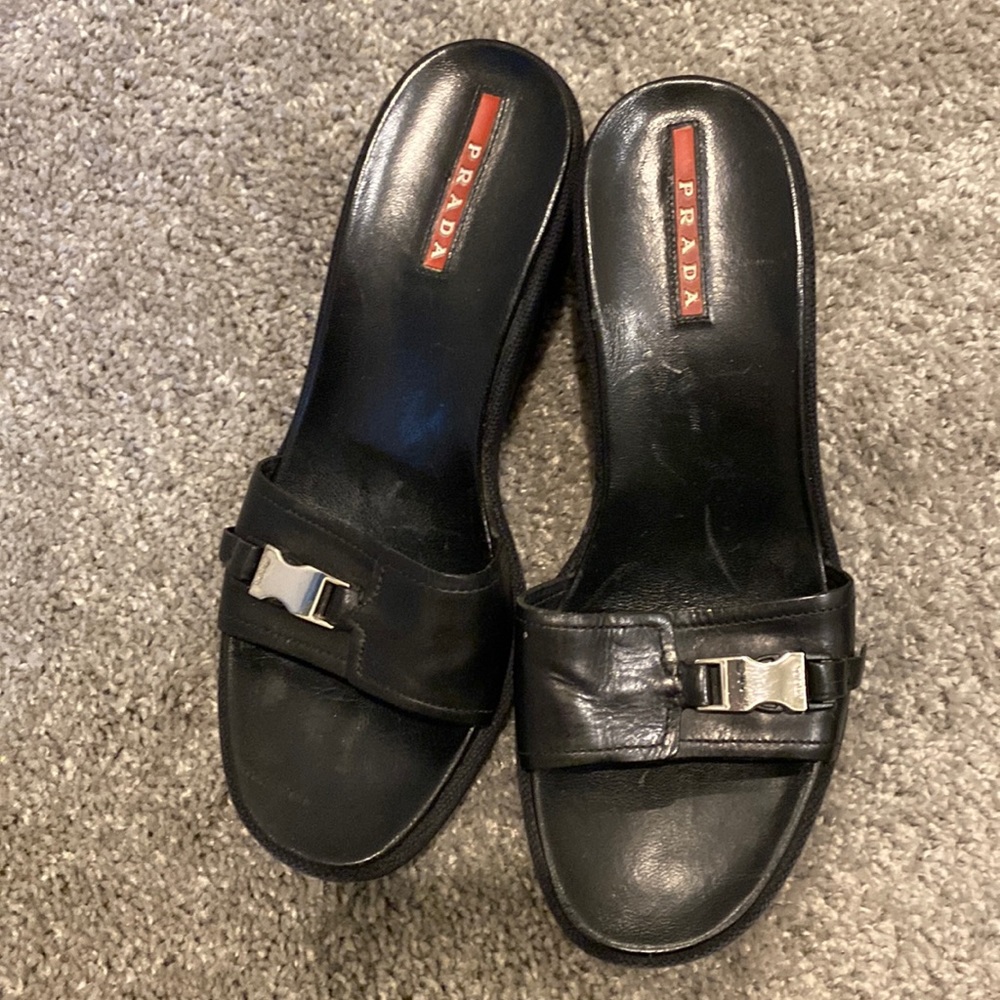 Black Prada sport sandal/slide